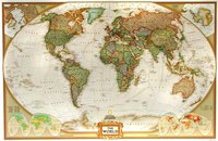 Obří svět National Geographic Executive - nástěnná mapa 185 x 122 cm, laminovaná s 2 lištami