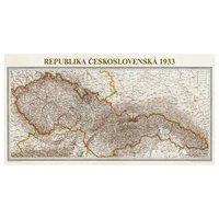 Nástěnná mapa - Československo 1933, 113 x 60 cm, lamino + lišty